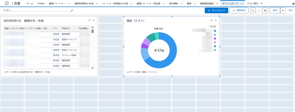 ダッシュボードにコンポーネントを配置