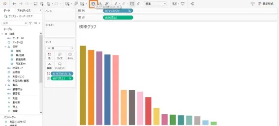 メニューバーの［行と列の交換］をクリック