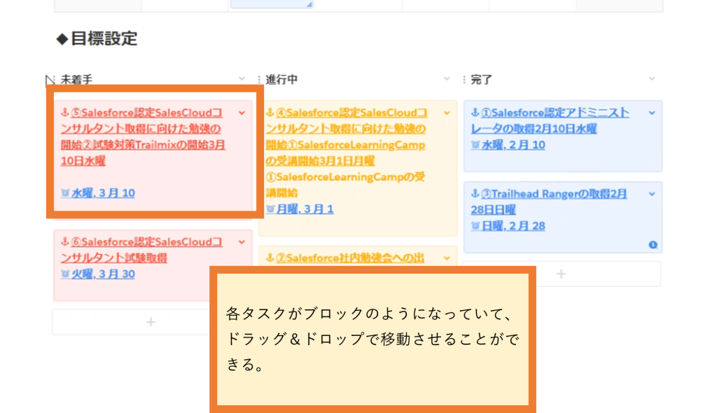 Salesforce Anywhere（Quip）の個人目標・タスクテンプレートの使い方　カンバンボードでタスクの進捗を可視化1