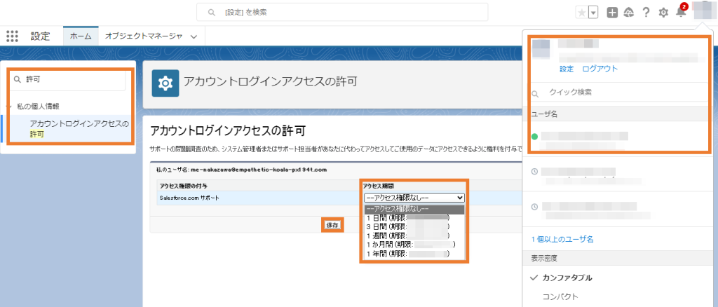 「アカウントログインアクセスの許可」を選択